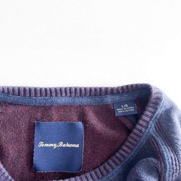 Tommy Bahamas Men's Crewneck Sweater Long Sleeved Cotton Blue Size Large - Picture 3 of 7
